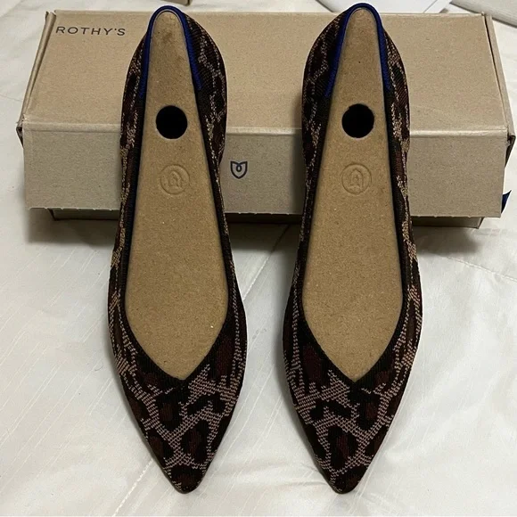 New in Box Rothy’s the Point Ballet Flat Slip On Shoe in Mocha Spot Animal 10.5 - Picture 9 of 11